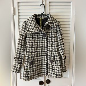 Soia & Kyo White Houdstooth Wool Blend Peacoat L EUC